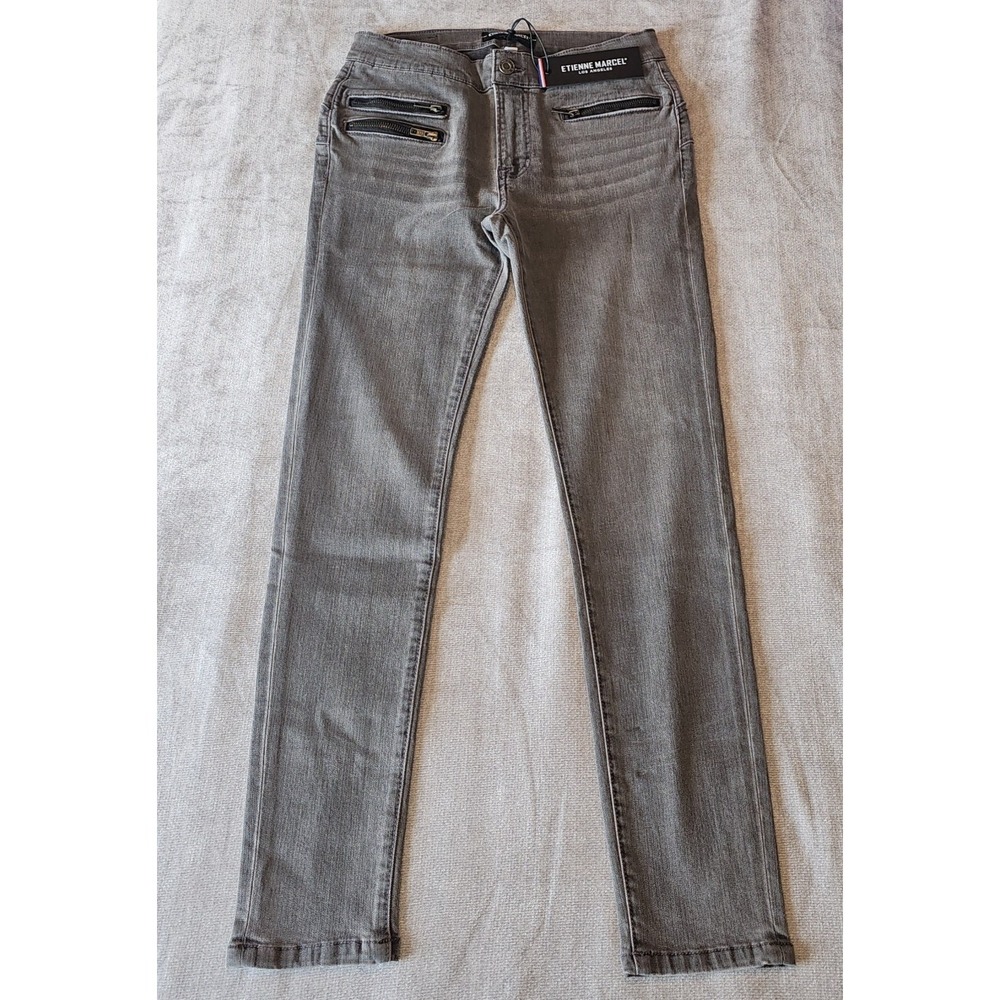 Etienne Marcel Gray Skinny Jeans Multi Zip Pockets Womens 27